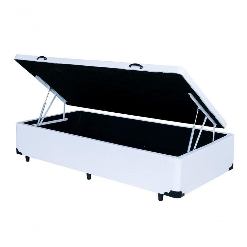 Cama Baú Solteiro 88 - Bello Tecido Sintético Branco