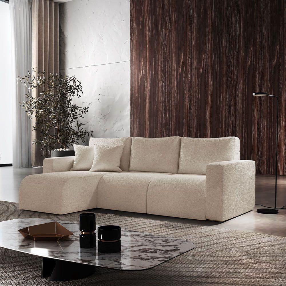 Sofá Living 90cm + 90cm Mais Chaise Esquerdo Meu Sofá Online A294 Linho Creme