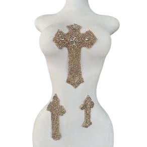 Conjunto de apliques MOPISVN 3 peças de strass Cross Patch Craft DIY
