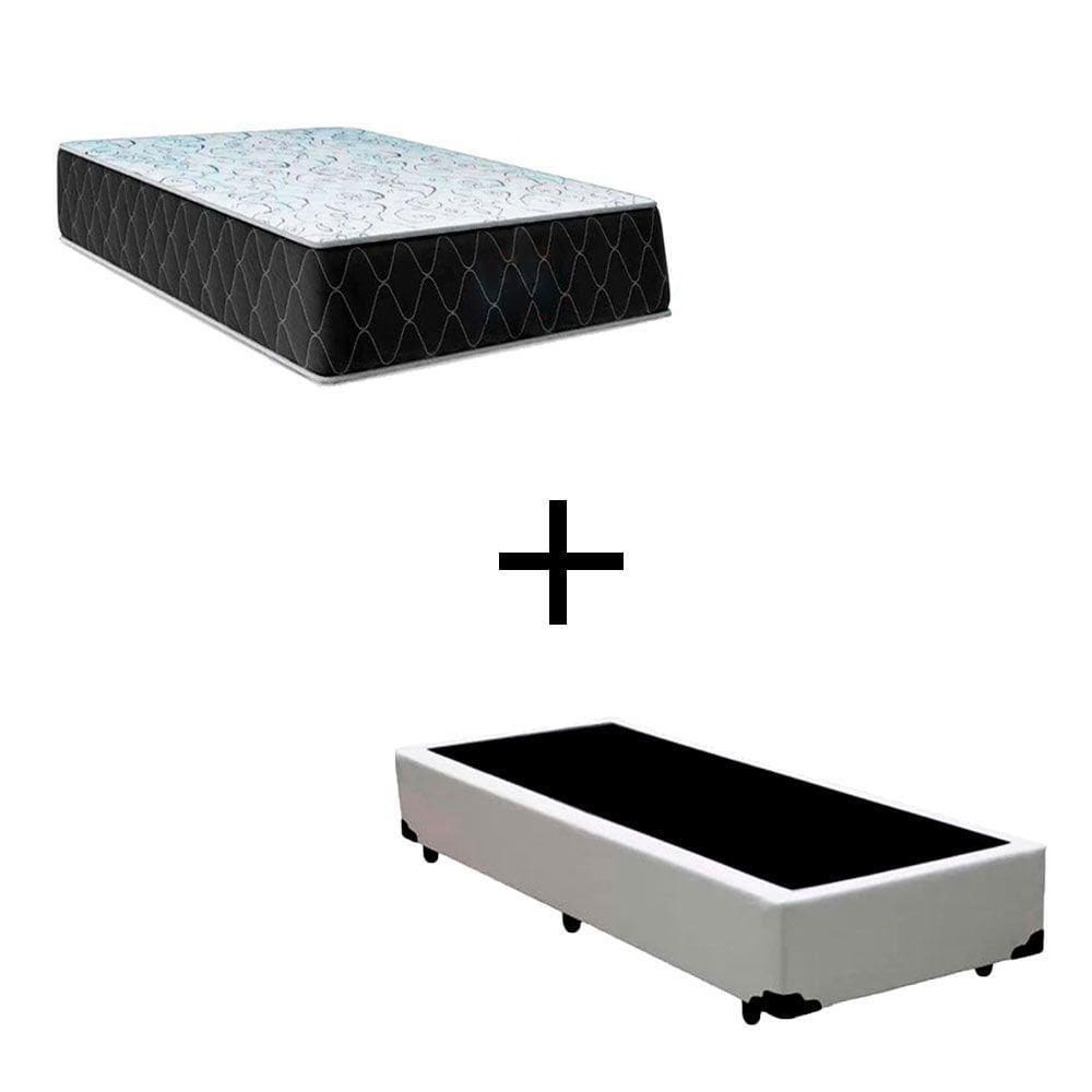 Cama Solteiro 88 Tecido Sintético Branco Com Colchão Marrocos - Poliéster - Espuma D33 30cm