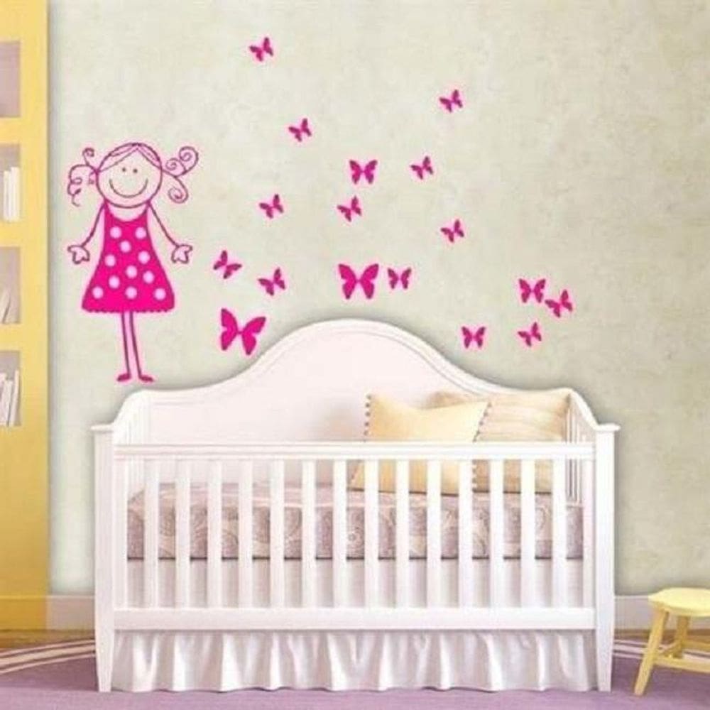 Adesivo De Parede Quarto De Menina Bonequinha Borboletas