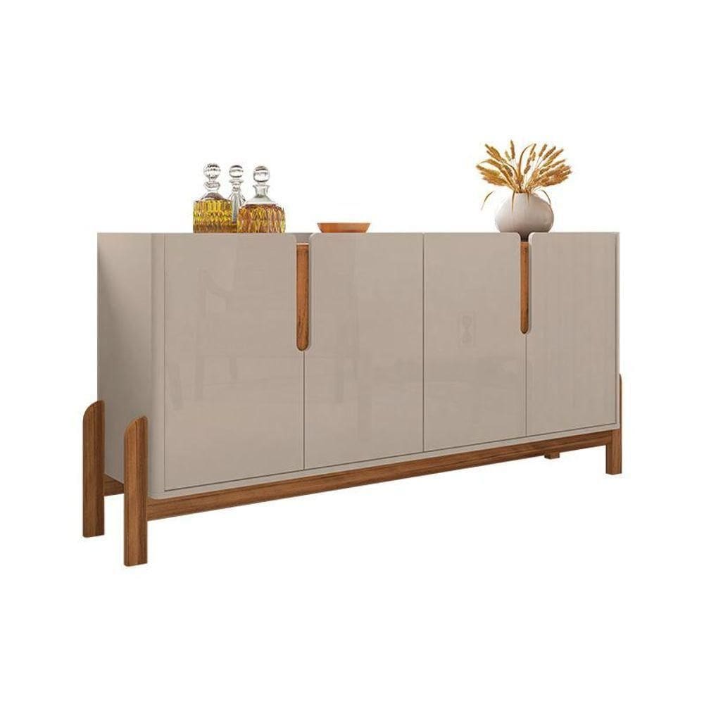 Aparador Buffet Lizz 170cm Pés Madeira Off White/Cedro