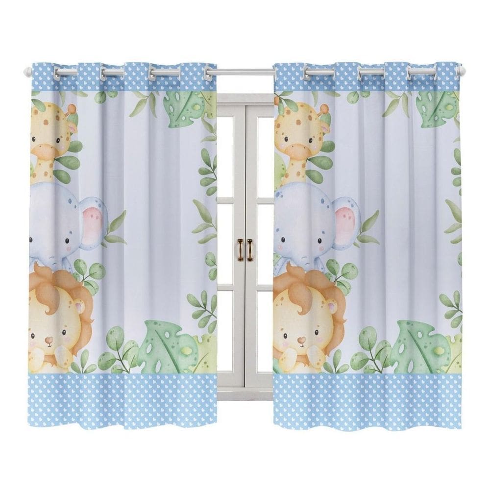 Cortina Estampada Quarto Infantil Safari 200X150