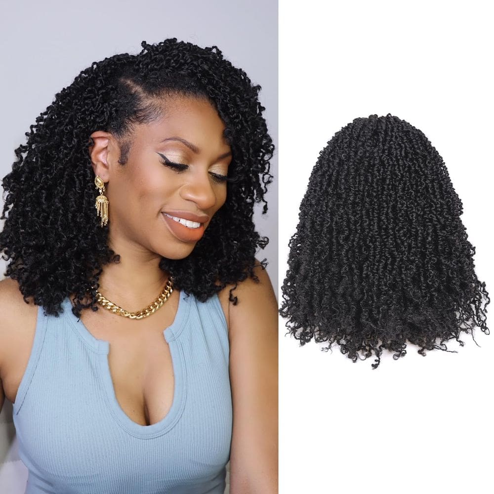ToyoTress Yanky Twist para cabelo de crochê, 14 polegadas, 8 pacotes, preto azeviche