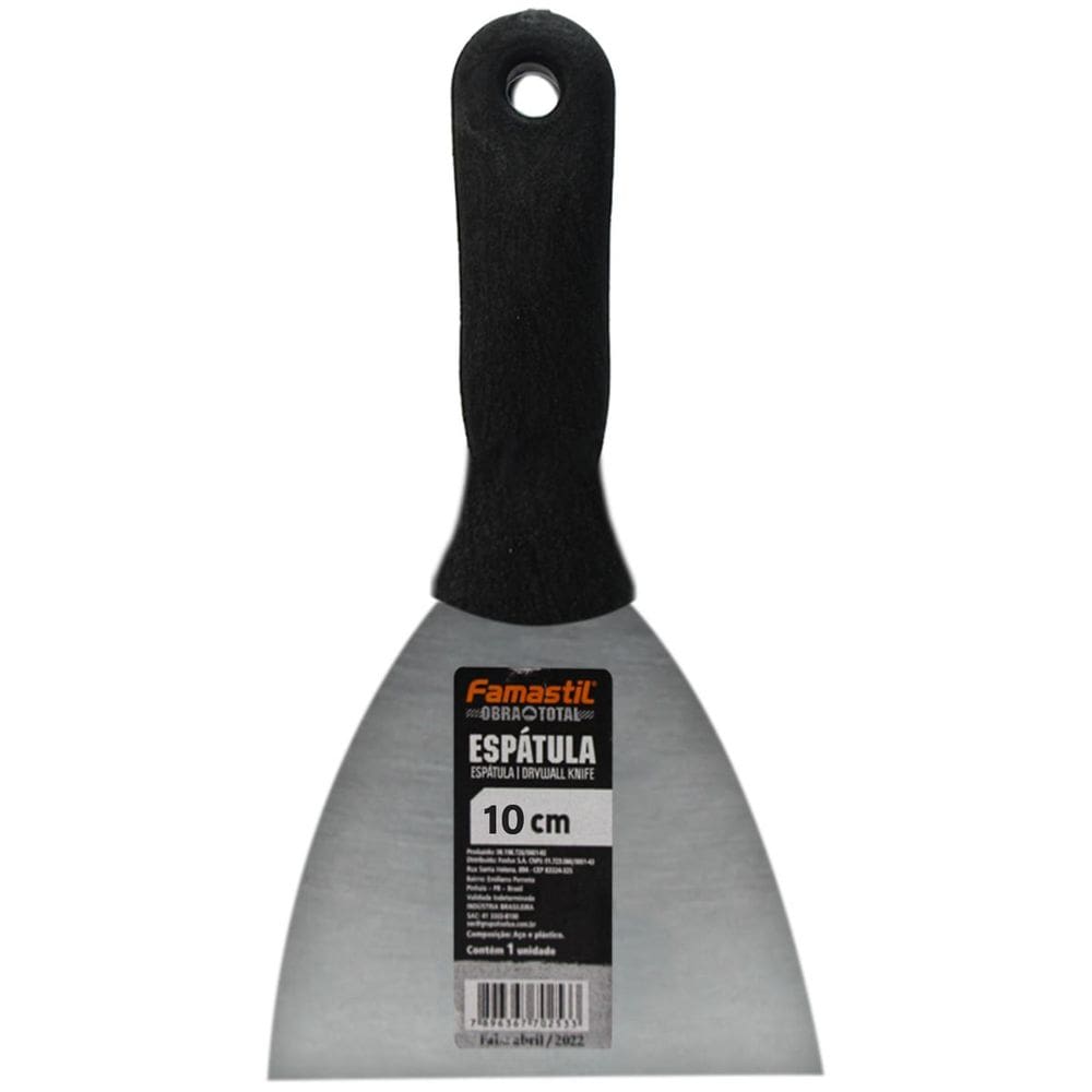 Espátula Aço Encruado 1020 10cm Cabo PVC Famastil