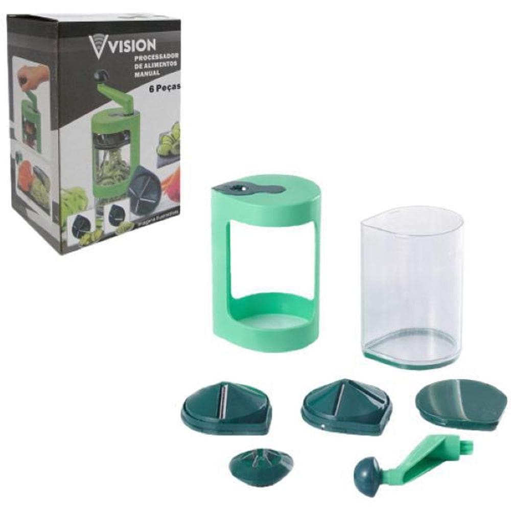 Processador De Alimentos Manual Com 2 Laminas De Inox 900Ml