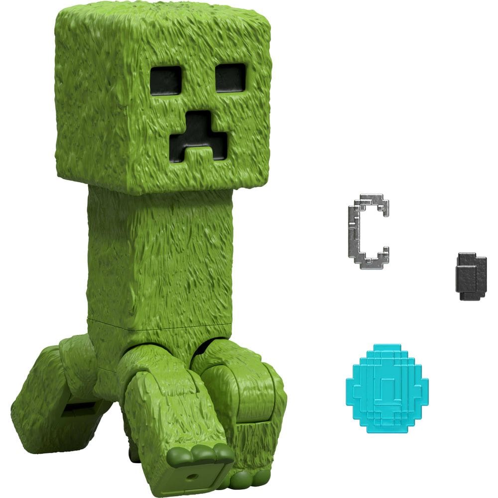Conjunto de bonecos de ação Mattel Minecraft Creeper de 10 cm com acesso.