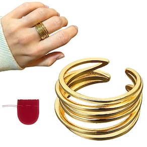 Anel Dourado Banhado A Ouro 18K Elegante Ajustável