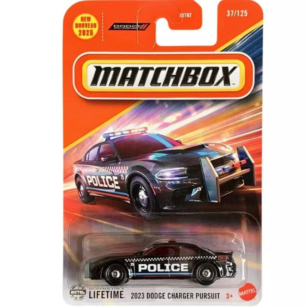 Diecast Car Matchbox 2023 Dodge Charger Pursuit escala 1:64