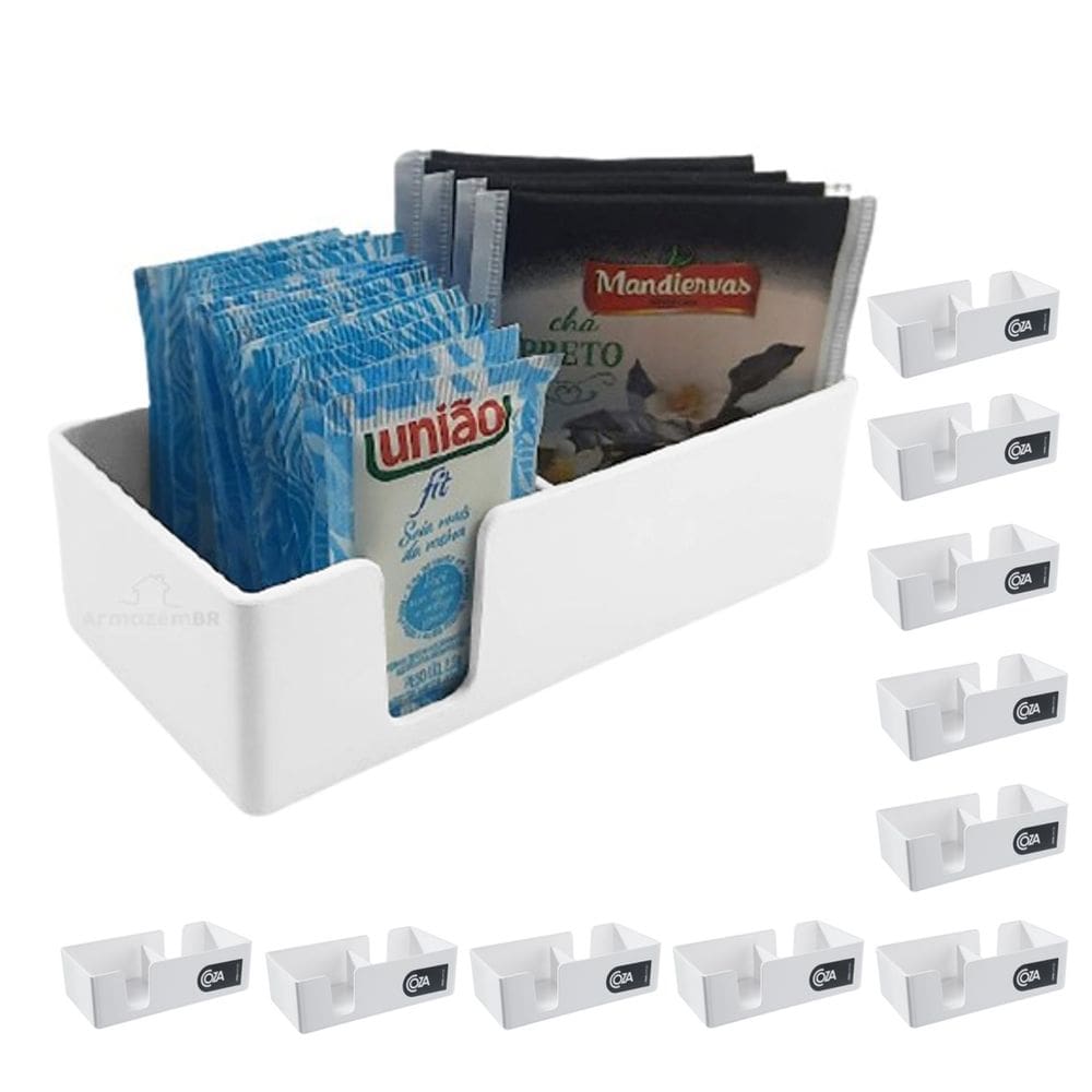 Kit 10 Porta Sachês Chá Açúcar Mexedor Suporte Organizador Restaurante - 10504 Coza