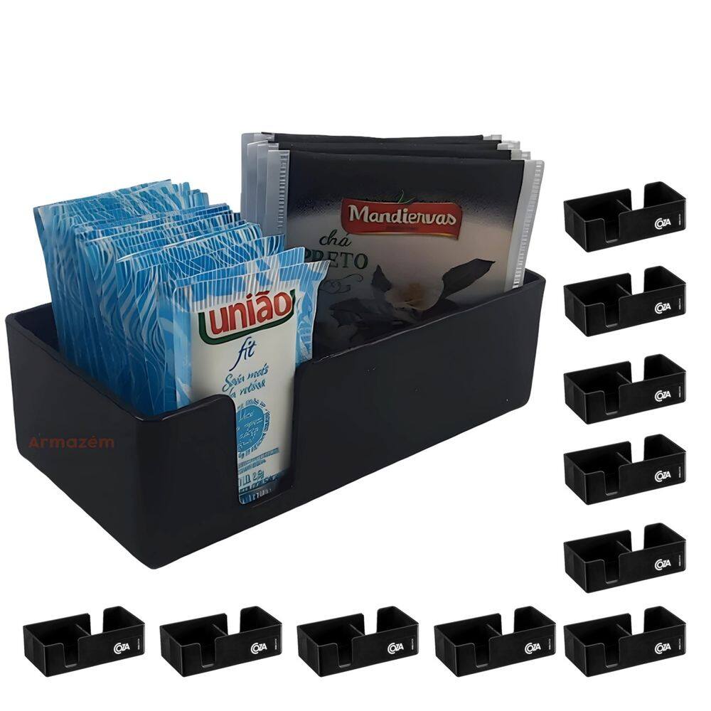 Kit 10 Porta Sachês Chá Açúcar Mexedor Suporte Organizador Restaurante - 10504 Coza