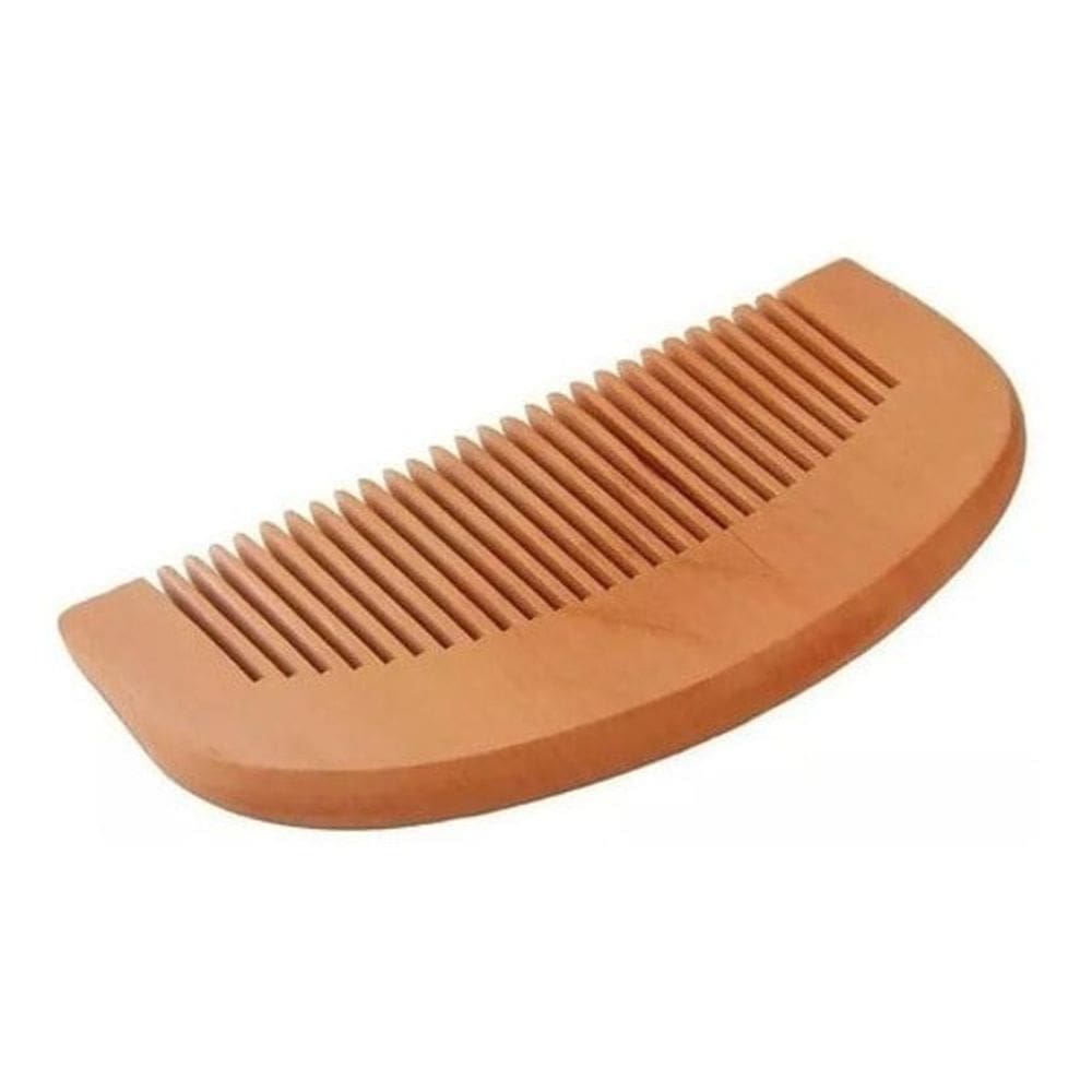 Pente De Madeira Curvo Barba Cabelo Bigode Bolso