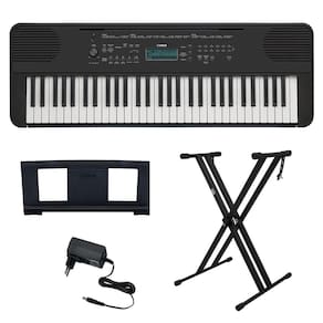 Teclado Arranjador 61 Teclas PSR E360 Preto com Fonte Bivolt Yamaha com suporte em X