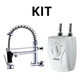 Kit Torneira Monocomando de Parede Cromada Cozinha + Aquecedor Lorenzetti Versátil 127V