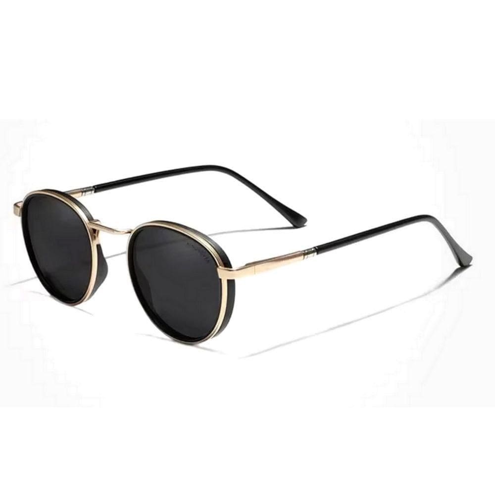 Óculos De Sol Redondo Para Homens E Mulheres Uv400 Polarizado Moda Vintage Dourado