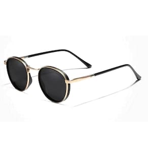 Óculos De Sol Redondo Para Homens E Mulheres Uv400 Polarizado Moda Vintage Dourado