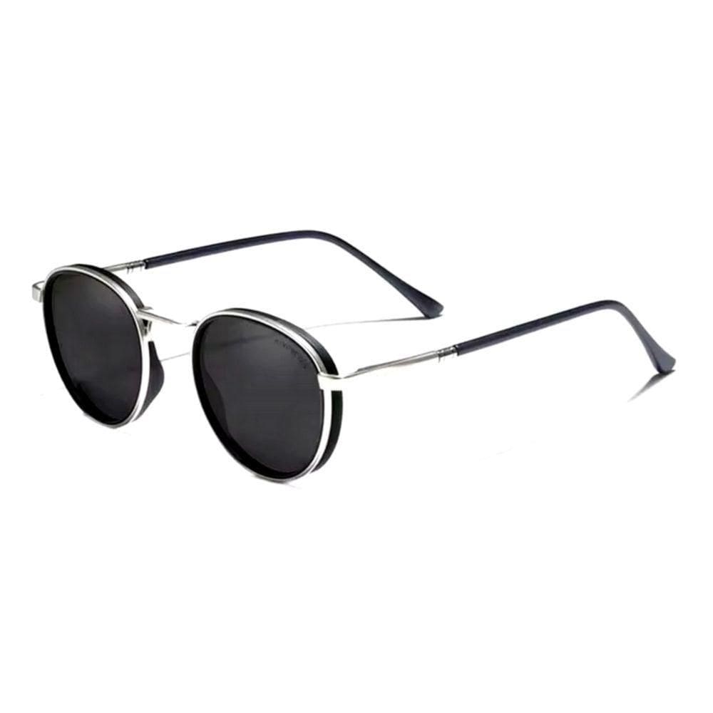 Óculos De Sol Redondo Para Homens E Mulheres Uv400 Polarizado Moda Vintage Prata