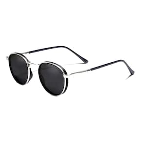 Óculos De Sol Redondo Para Homens E Mulheres Uv400 Polarizado Moda Vintage Prata