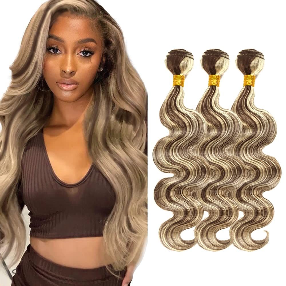 Pacotes de cabelo Necvdcvs P4/613 Highlight Brown Body Wave 50g