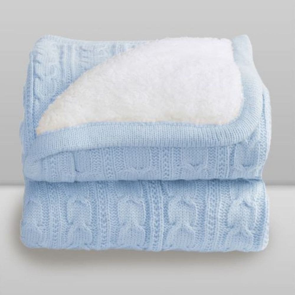 Cobertor Sherpam Fio Azul Bebê - Laço Bebê