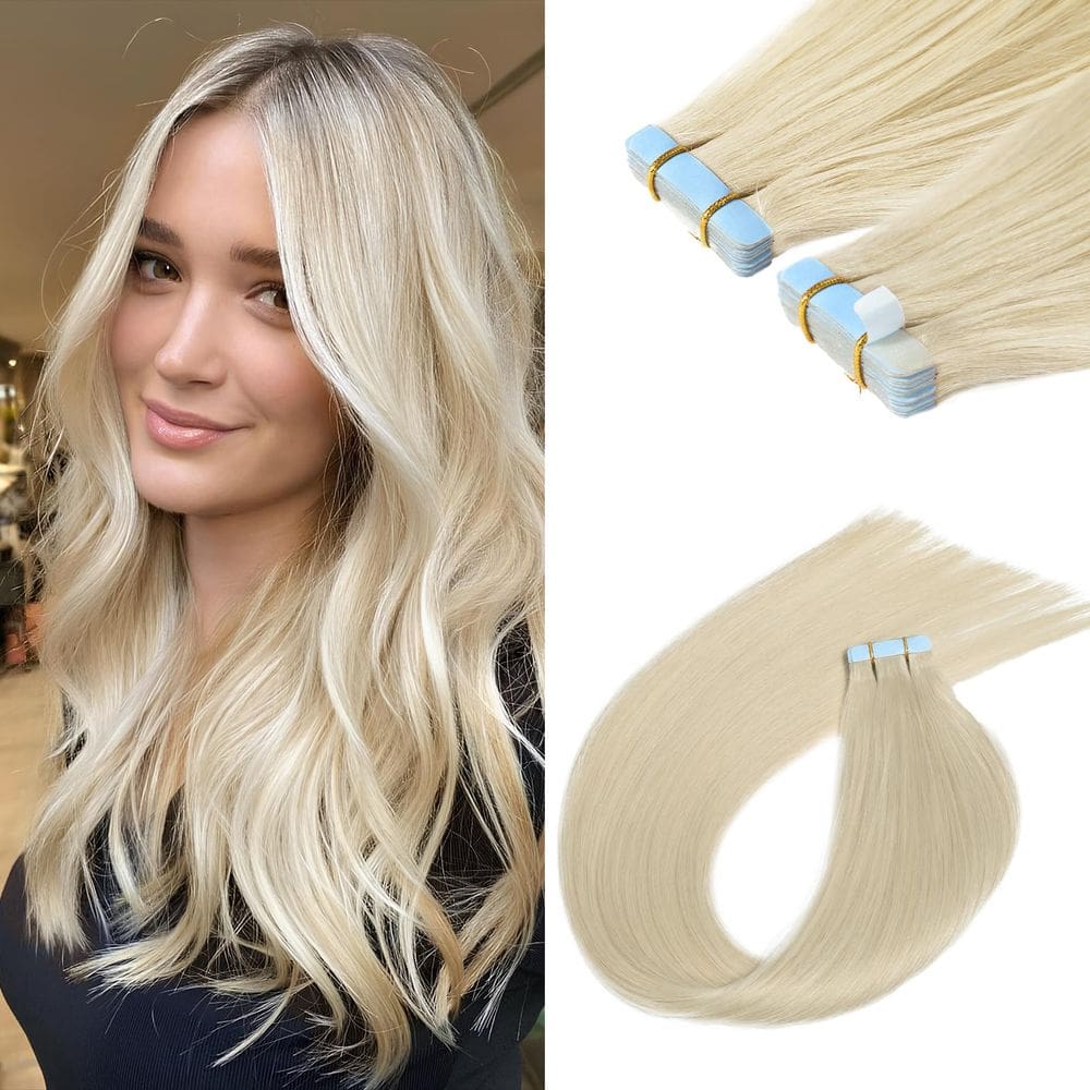 Extensões de cabelo Sunfly Tape ins 45 cm 50 g Platinum Blonde