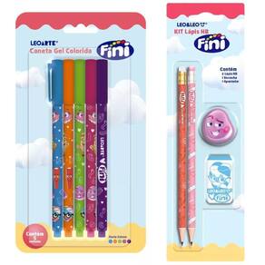 Kit Lápis Hb + 5 Caneta Gel 0.6 Fini - Blister - Leo & Leo