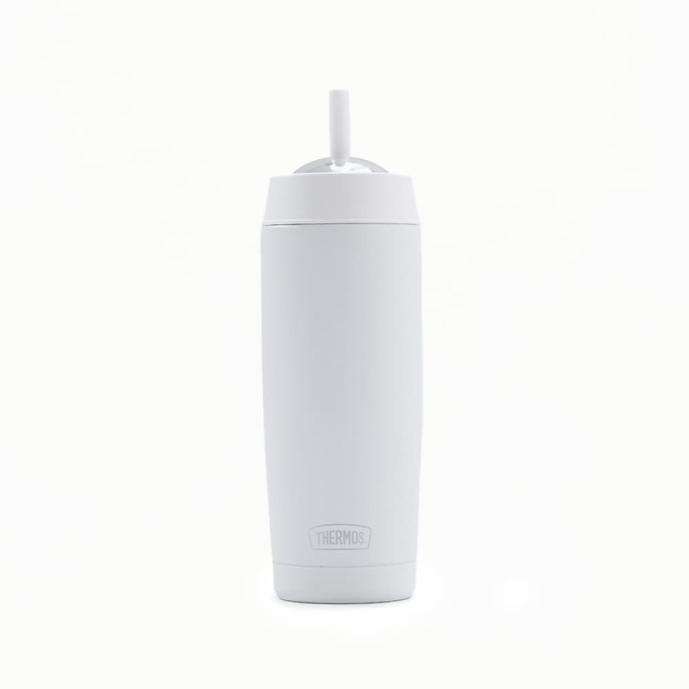 Thermos Copo Térmico Paris Branco 530ml Liso Com Canudo