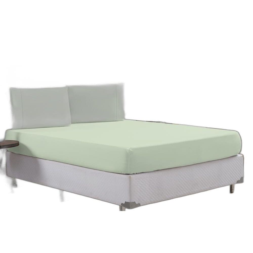 Jogo Lençol Cama Casal Padrão 80% Algodão Verde Elástico