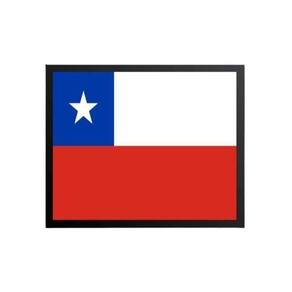Quadro Decorativo Bandeira Chile Moldura Preta 24X18Cm