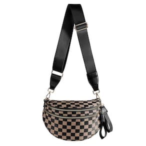 Bolsa tiracolo MEISEY xadrez preta e branca para mulheres