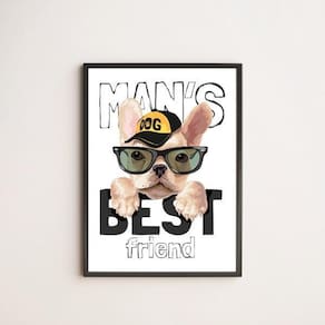 Quadro Decorativo Man`S Best Friend 33X24Cm - Com Vidro