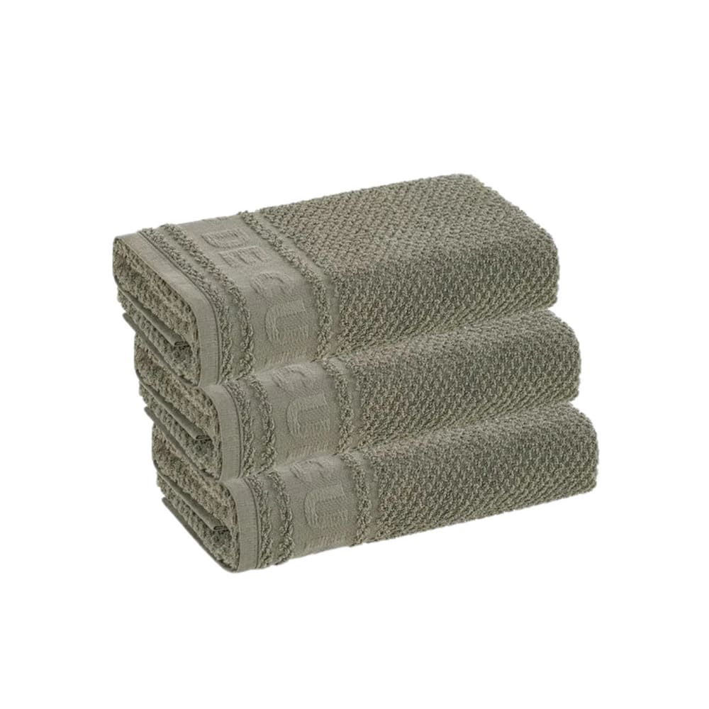 Kit com 3 Panos de Copa Prato Guardanapo Escuro Felpudo Karsten Cuisine 46 x 65 cm Verde Oliva