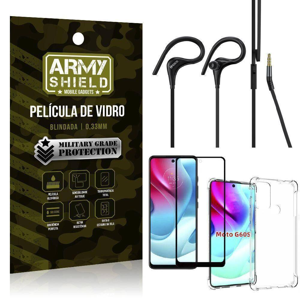 Capinha Moto G60S + Fone Sport Hs92 + Pelicula 3D