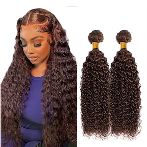 #4 Pacotes de chocolate marrom com cabelo humano encaracolado 50-55 cm 2x 100g
