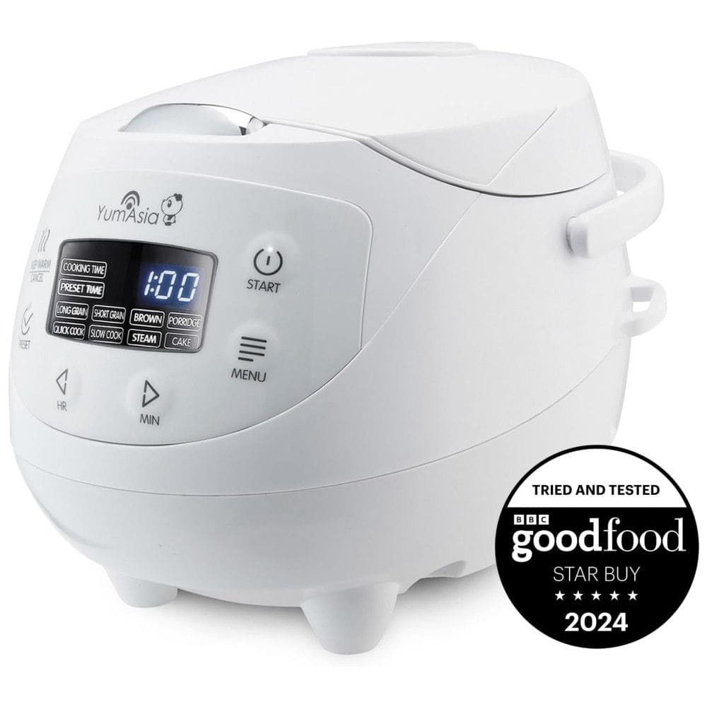 Panela de Arroz Elétrica 840mL, Cerâmica e 4 Predefinições, Branca, 110v, YUMASIA YUM EN06, Branco