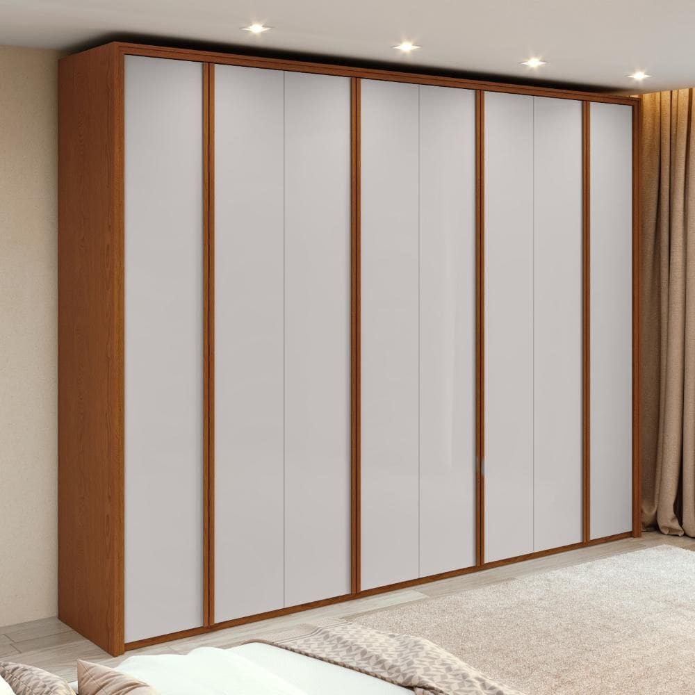 Guarda-Roupa Casal 100% MDF 8 Portas Easy Glow Frassino/Off White