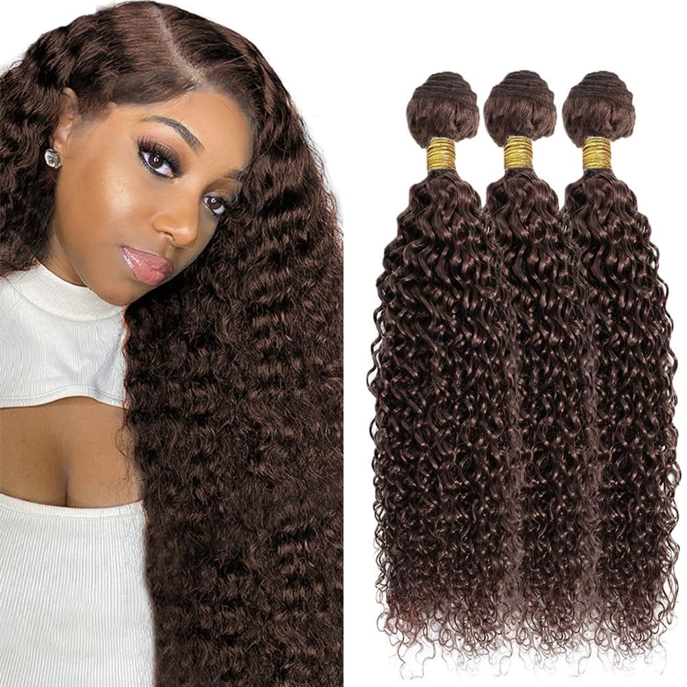 Pacotes de cabelo DiexRlamx Brown Kinky Curly 8A Peruvian 22-26cm