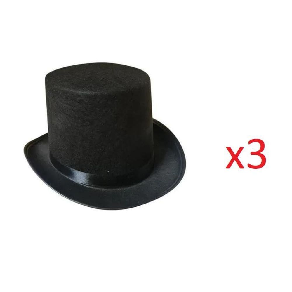3 Cartolas Chapéu Magico Preto Tamanho Único Casamento Festa