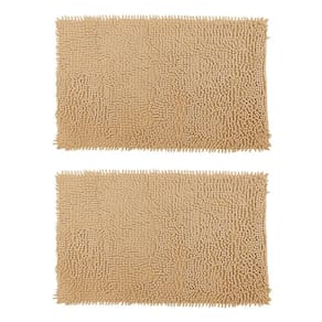 Kit 2 Tapetes Bolinhas Macio 38X58Cm Banheiro Khaki