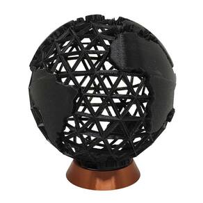 Globo Terrestre 3d Vazado Decoração Decorativo Preto Base Cor Bronze
