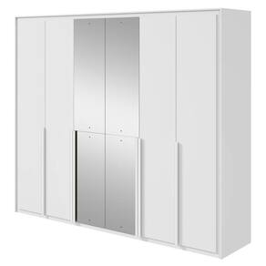Guarda Roupa Casal Imperatore 6 Portas Branco Brilho com Kit Sapateira e Espelho - Lopas