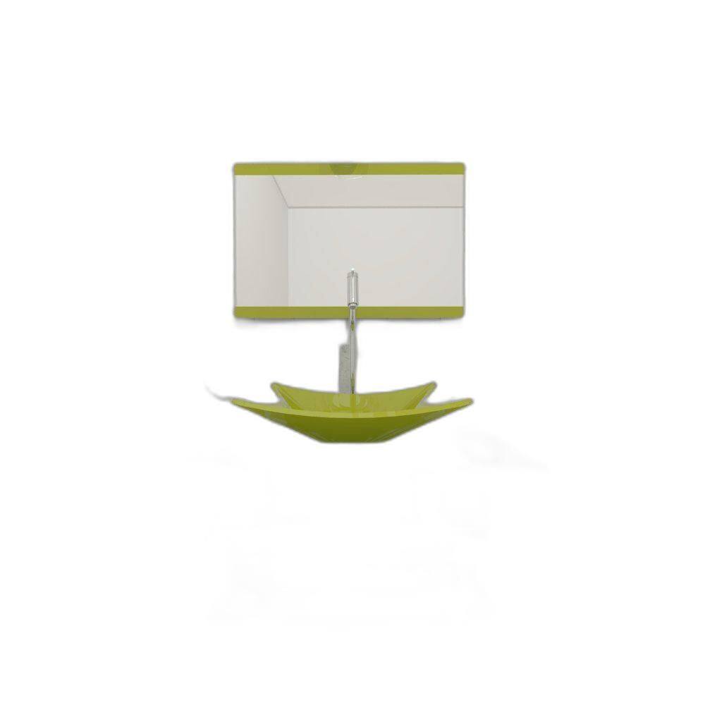 Gabinete De Vidro 60Cm Inox Cuba Retangular - Verde Oliva