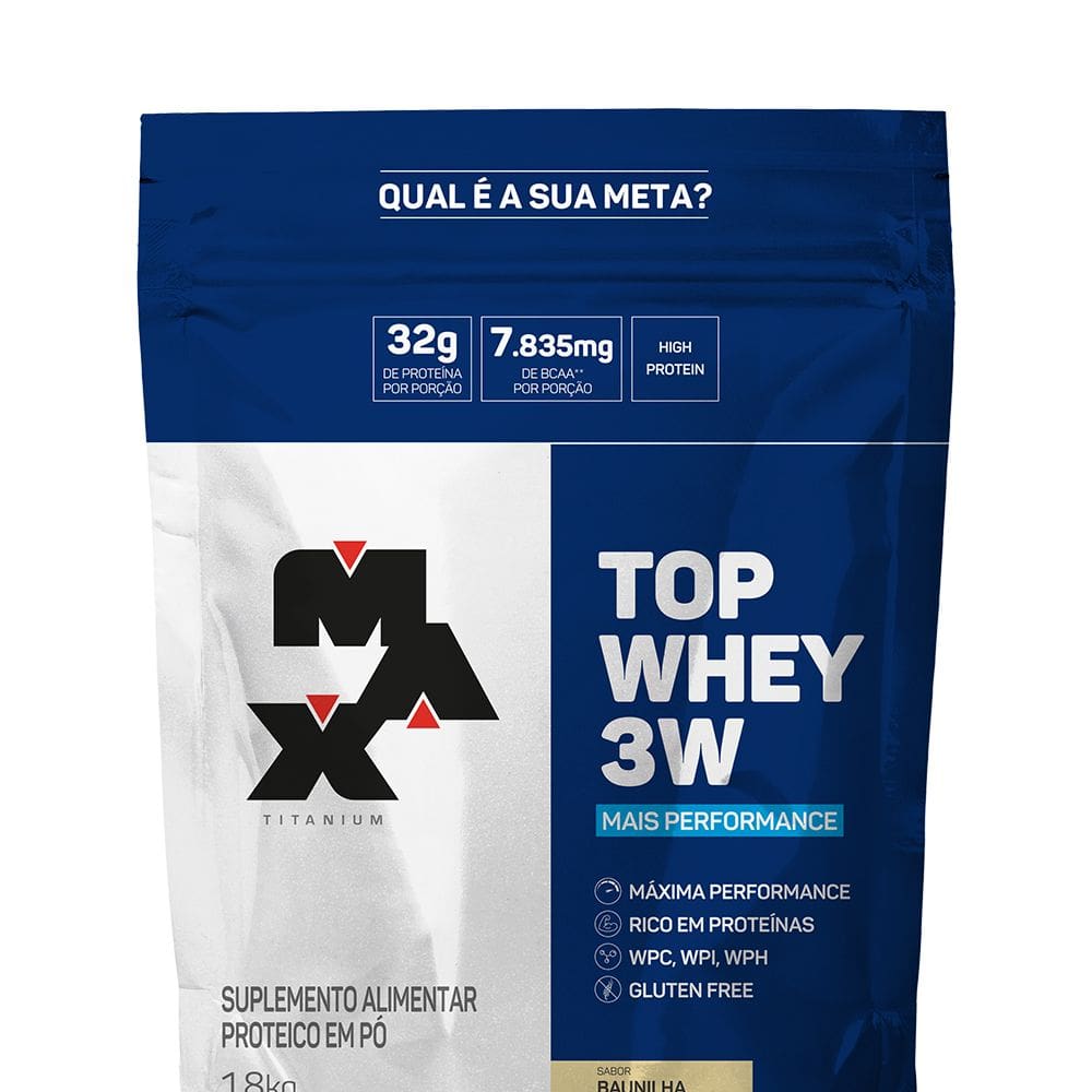 Top Whey 3W Max Titanium (1,8kg) Baunilha