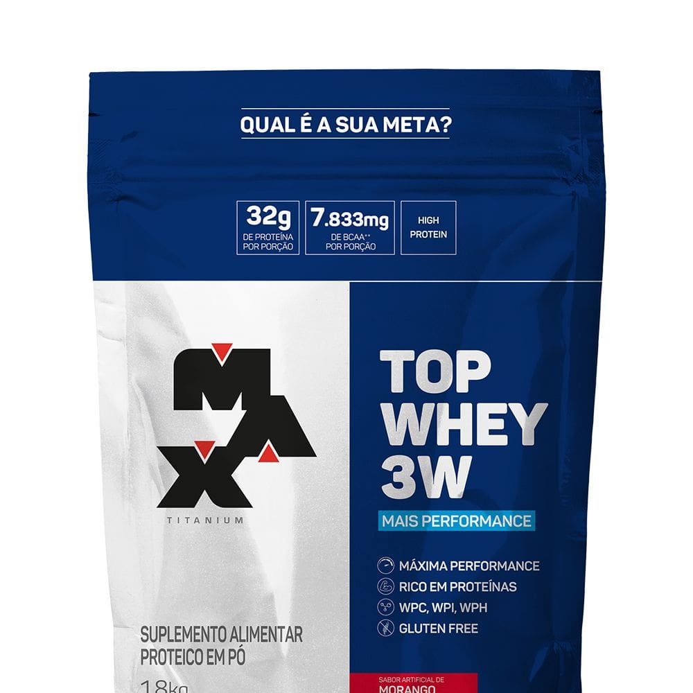 Top Whey 3W Max Titanium (1,8kg) Morango