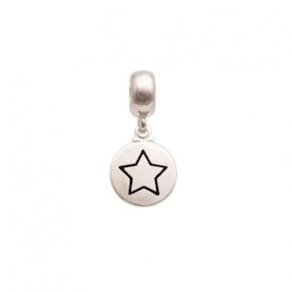 Berloque Prata Envelhecido Redondo Liso Estrela 11Mm Resina