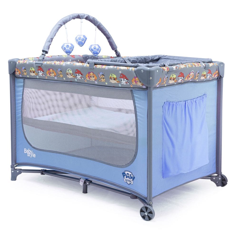Berço Patrulha Canina Trocador Desmontável Mobile Baby Style Azul