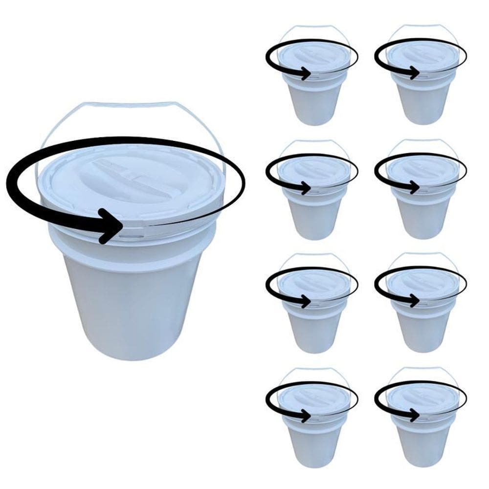 Balde Para Brinquedos 20 Litros E Tampa Rosca - Kit 8 Pçs
