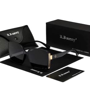 Óculos De Sol Feminino Estilo Quadrados Com Moldura Grande Borboleta De Luxo Polarizado Uv400 Preto