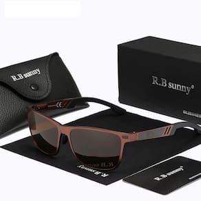 Óculos De Sol Polarizados Para Homens E Mulheres Estilo Retangulares Design Piloto Uv400 Marrom