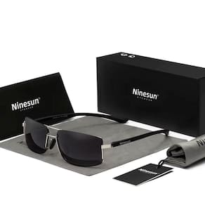 Óculos De Sol Polarizados Masculino Moldura Quadrada Classico Protecao Uv400 Prata